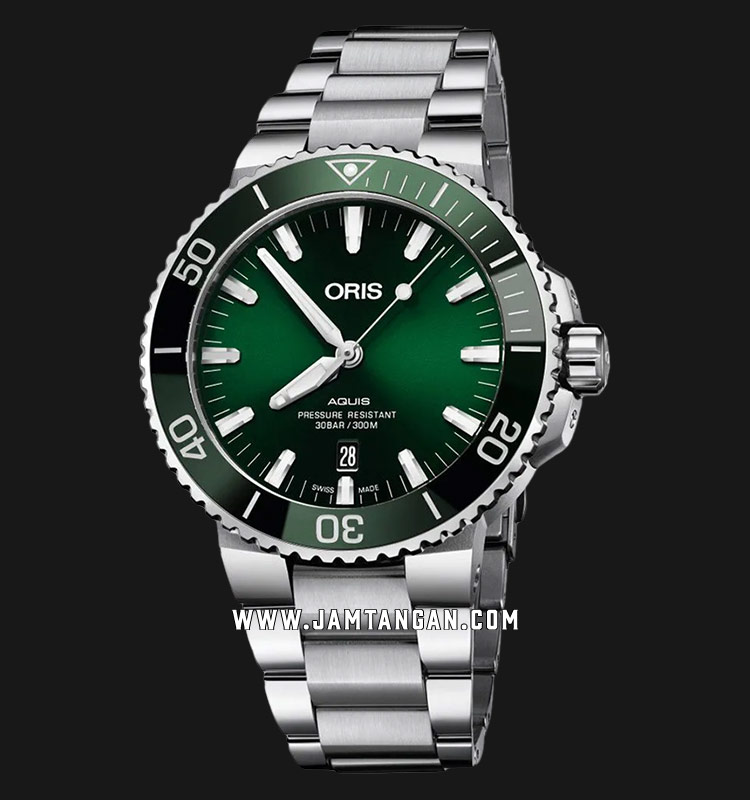 Oris Aquis 01-733-7730-4157-07-8-24-05PEB Date Green Dial Stainless Steel Strap